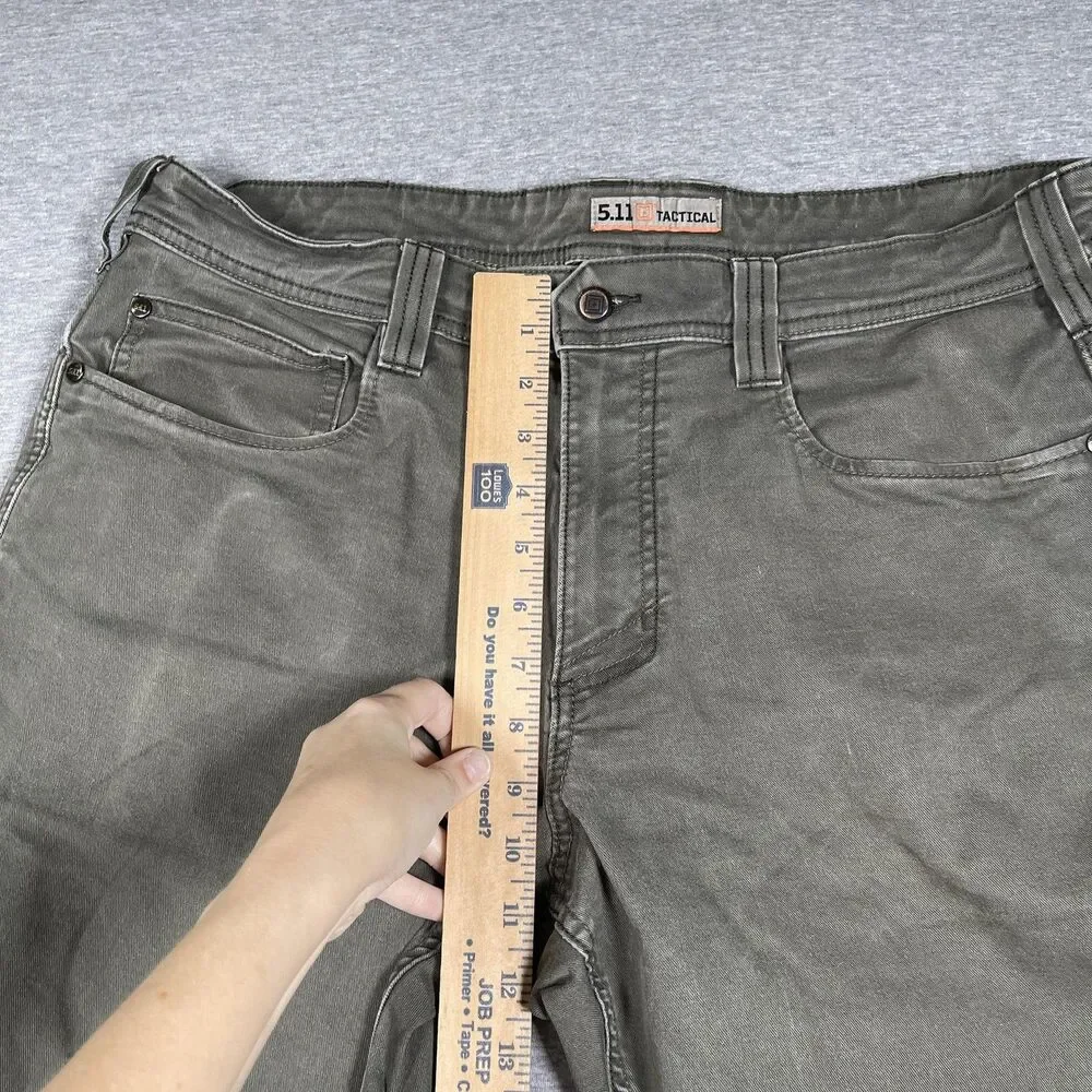 5.11 Tactical Chino Pants Mens 36x32 Green Cotton Stretch Slim Tapered Workwear